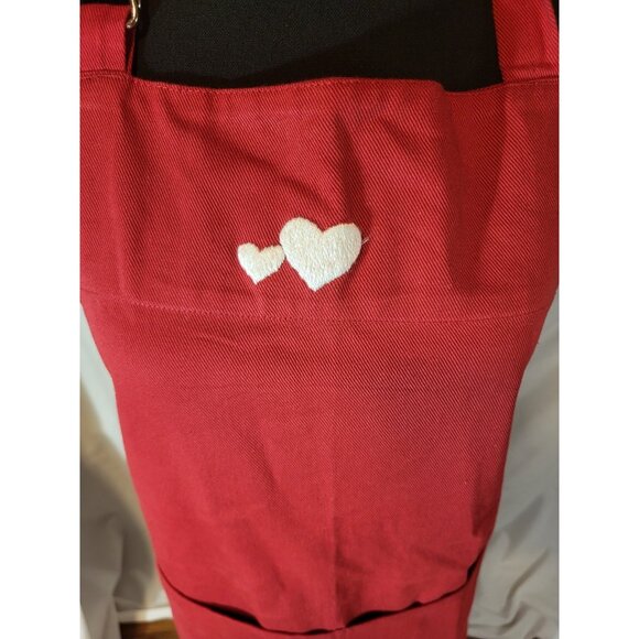 Williams Sonoma Apron Red Heart Embroidered Adult Valentines Day - Picture 2 of 5